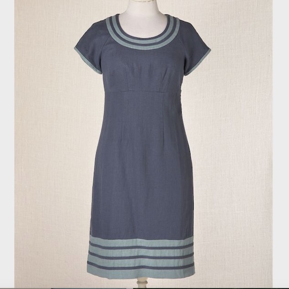 Boden Carousel Dress Linen Short Sleeve Blue - Sz US 8R UK, 12R - Picture 1 of 8